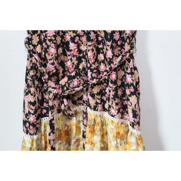 by Anthropologie Ruffled Floral Midi Dress Black Motif Boho Size Large H14101 - Picture 7 of 12